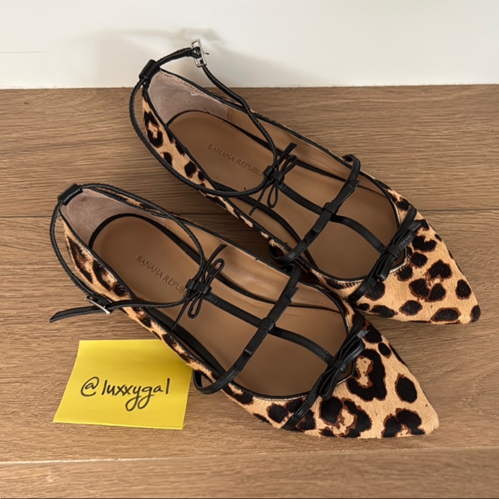 Banana Republic Leopard Print Flats with Black Straps